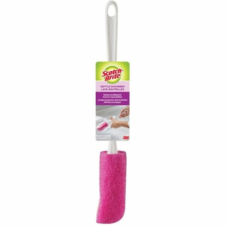 Scotch-Brite Bottle Scrubber, 11.938 in OAL, Comfort Grip Handle, Plastic Handle 507