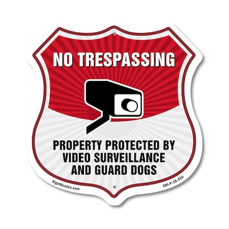 Signmission No Trespassing Shield Sign Property Prot, 18 Inch X 18 Inch, Plastic Sign SHI-P-18-416