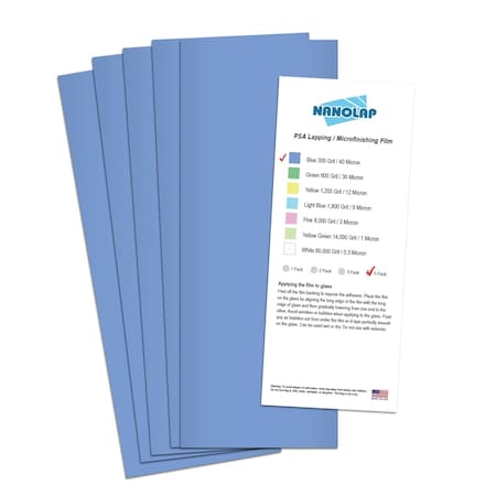 Nanolap PSA Lapping Film, 5 Pc 40 Micron (300 Grit), 4-0.25 in x 11 in Microfinishing Fine Sanding Paper 61603N