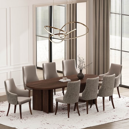 Manhattan Comfort 8-Piece Connie Dining Chair and Arm Chair in Taupe 8-DC095-TP