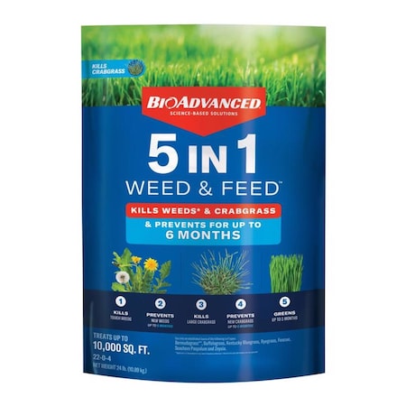 Bioadvanced BioAdvanced 5-In-1 Granules Weed & Feed Lawn Fertilizer For All Grasses 10000 sq ft 704865Z