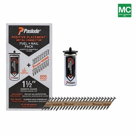 Paslode Paslode Fuel and Nail Pack, 1-1/2 in L, Brite, Smooth Shank 650922