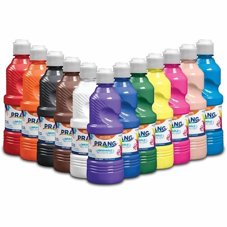 Dixon Ticonderoga Washable Paint, Assorted Colors, 16 Oz, 12 Per Set 10796