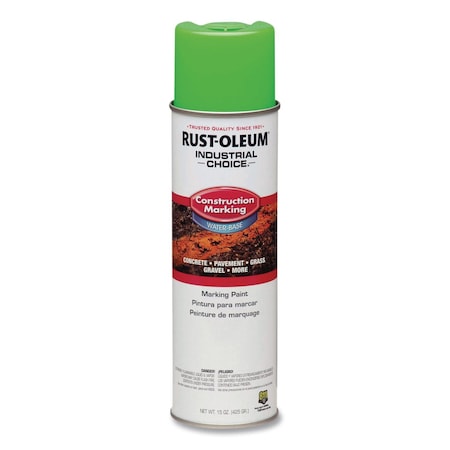 Rust-Oleum IC M1400 Water-Based Construction Marking Paint, Gloss Fluorescent Green, 17 oz Aerosol Can, 12PK 264700