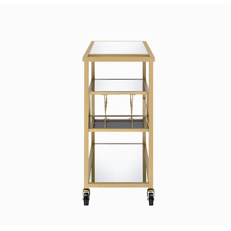 Homeroots 40in Clear and Gold Glass and Iron Rolling Prep Table 319143