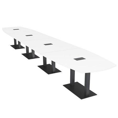 Skutchi Designs Arc Boat Conference Table, 45 in W, 264 in L, White HAR-ABOT-48x264-DOU.BK-W960-EBLK