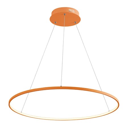 Jonathan Y Brice 35" Modern Contemporary Metal Round Dimmable Integrated LED Pendant, Orange JYL7220G