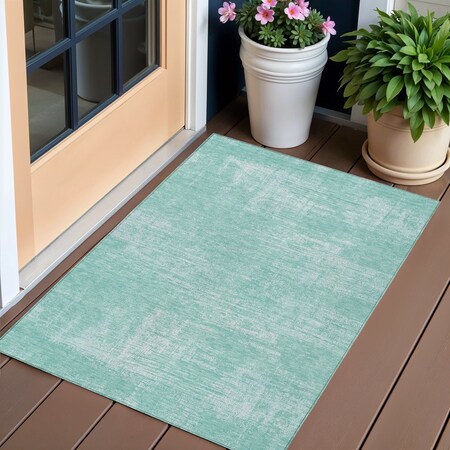 Homeroots 3' X 5' Turquoise And Teal Blue Abstract Washable Indoor Outdoor Area Rug 588798