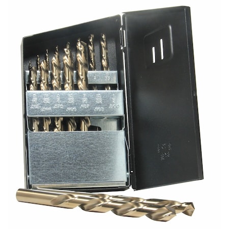 Norseman Drill & Tool Norseman 15 Piece LF15 190AL LeftHand Heavy Duty Jobber Length Spiral Set 87654