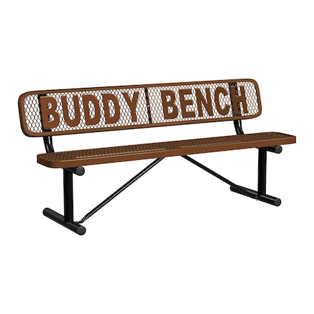 Leisure Craft 6' Personalized Standard Buddy Bench Bench With Back, Expanded Metal, Portable, Brown PB6WBP-BROWN