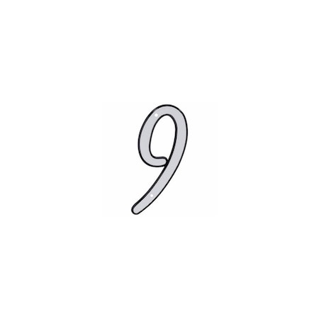 Hillman House Address Number 9, Nail-On, Reflective Plastic, 4 In. 841614