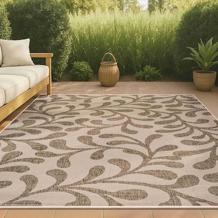 Jonathan Y Vine All Over Brown/Beige 4 ft. x 6 ft. Indoor/Outdoor Area Rug SMB117A-4