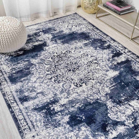 Jonathan Y Alhambra Ornate Medallion Modern Navy/Ivory 3 ft. x 5 ft. Area Rug MDP400C-3