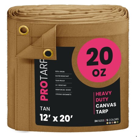 Protarp 12 ft. x 20 ft., 20 Oz, Tan, Polyester PT-405-12X20