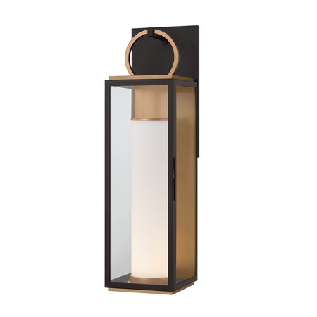 Troy Lighting Gareth Integrated LED Exterior Wall Sconce, Patina Brass and Textured Black, 8 In x 29.25 In B6730-PBR/TBK