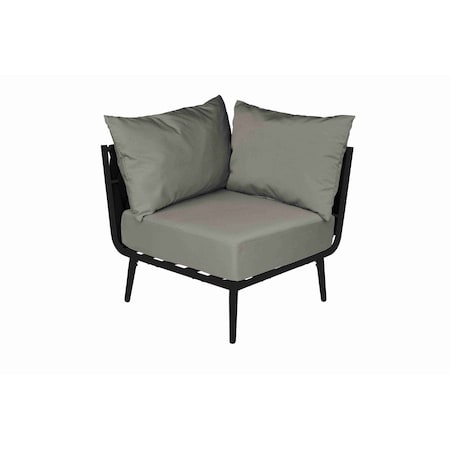 Bfm Seating Cayman Corner Sofa - Black flat rope, Black powder coat aluminum, ganging bracket PHPCBLBL-54048