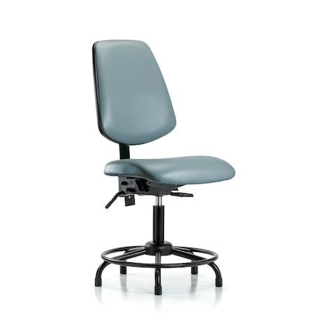 Blue Ridge Ergonomics Vinyl Chair, Desk, Round Tube Base, Med Back, Glides, Storm BR-VDHCH-MB-RT-T0-A0-RG-8822