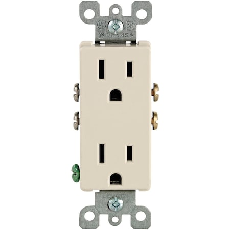 Leviton Decora 15A Light Almond Residential Grade 5-15R Duplex Outlet S06-05325-0TS