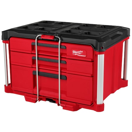 Milwaukee Tool PACKOUT Multi-Depth 3-Drawer Tool Box, Polypropylene, Black/Red, 22 in W x 16-1/2 in D 48-22-8447