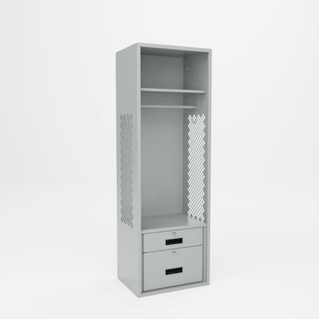 Pucel Athletic Gear Locker, 24 in W x 72 in H x 18 in D, 2 Drawers, Gray GL-2472-18-DR2