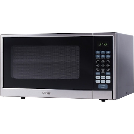Commercial Chef Countertop Microwave, 1.1 Cubic Feet, Black With Stainless Steel Trim CHCM11100SSB