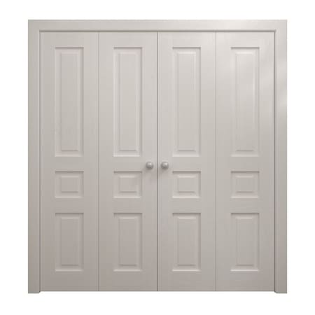 Sartodoors Sliding Closet Double Bi-fold Doors 96 x 96 inches, Ego 5012 Painted White Oak, Sturdy Tracks Mold EGO5012DBF-PWO-96x96 (4* 24x96)