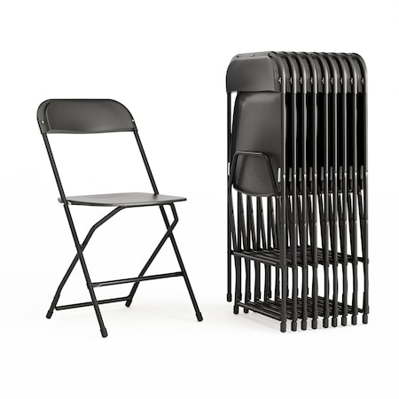 Flash Furniture Hercules Series Plastic Folding Chair Black - 10 LB Weight Capacity Comfortable Event Chair-Lightweight Folding Chair, PK10 10-LE-L-3-BK-GG