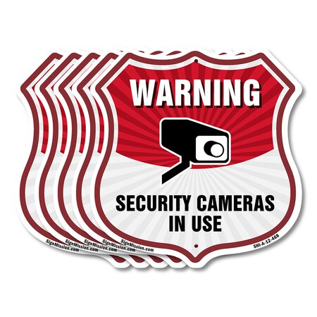 Signmission Video Surveillance Shield Sign Warning S, 12 inch X 12 inch, Aluminum Metal Sign, 5PK SHI-A-5Pack-12-468