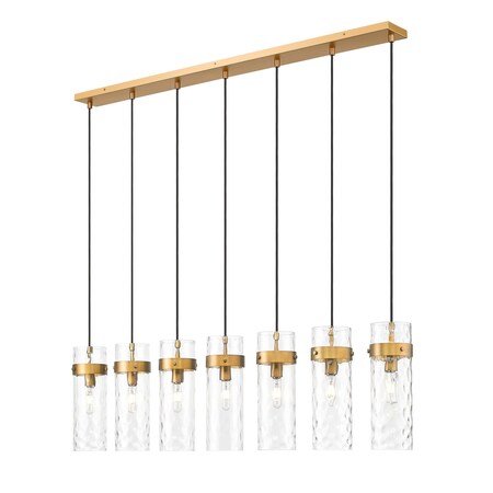 Z-Lite Fontaine 7 Light Linear Chandelier, Rubbed Brass, 56.75 In W 7002P5-7L-RB