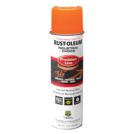 Rust-Oleum Precision Line Marking Paint, Inverted, Fluorescent Orange, 20 oz 203027V