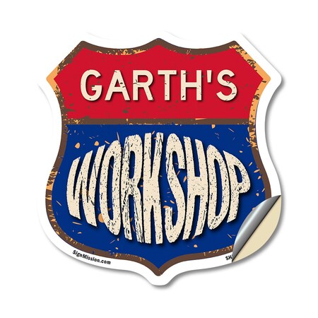 Signmission Garth's Workshop, 18 Inch X 18 Inch, Vinyl Decal SHI-D-18-489-GARTH