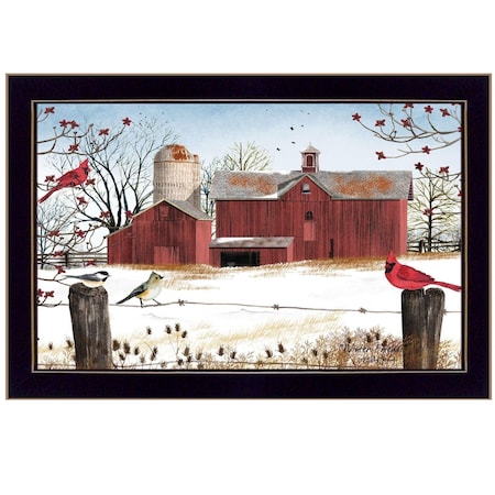 Homeroots Winter Friends 2 Black Framed Print Wall Art 404423