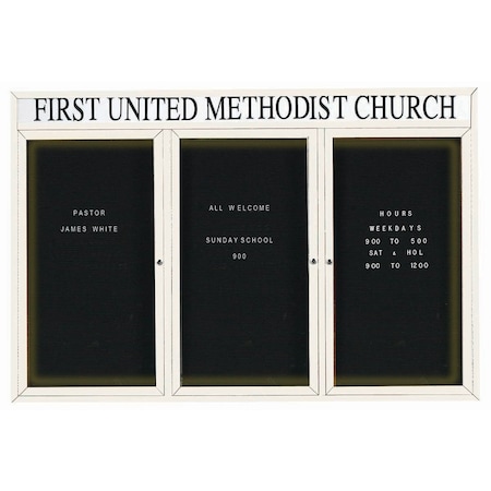 Aarco Illuminated Outdoor Enclosed Directory w/ Al Frame Header, Powder Coated Ivory, 48''Hx72''W OADC4872-3HIIV
