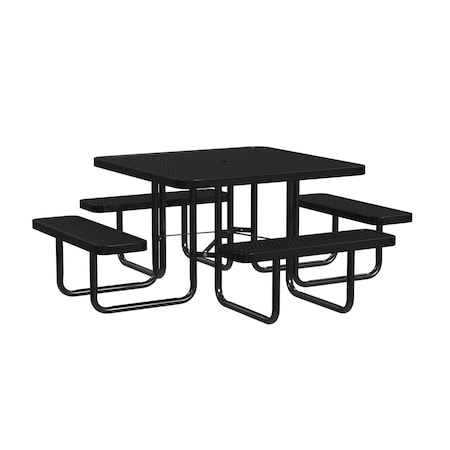 Leisure Craft Square Picnic Table, Black, Surface Mount, 46 in T46SQSM-BLACK