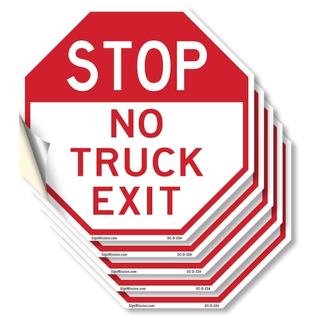 Signmission Stop No Truck Exit, 4 inch X 4 inch, Vinyl Decal, 5PK OC-D-5PACK-4-324