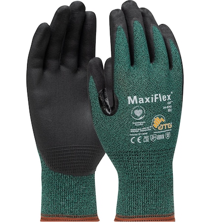 Atg Seamless Knit A2 Engineered Yarn Glove w/Premium Nitrile Coated MicroFoam Grip on Palm & Fing, 12PK 8491