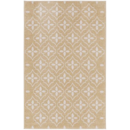 Homeroots 4' X 6' Beige And Ivory Geometric Indoor Outdoor Area Rug 572554