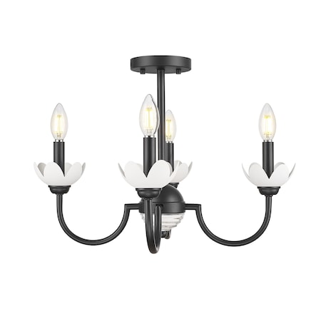Z-Lite Allistair 4-Light Semi Flush Mount, 20 in W, Matte Black 352-4SF-MB