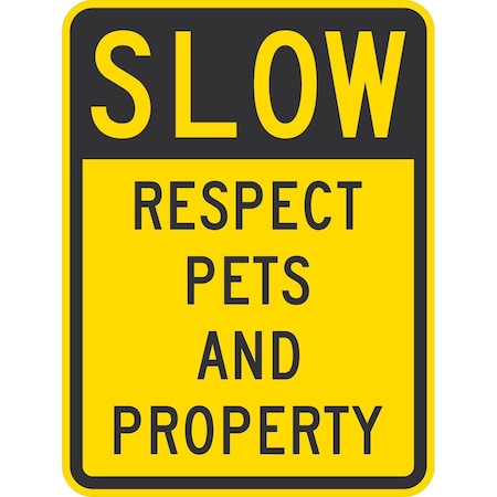 Lyle Slow Respect Pets And Property, 18x24, Non-Reflective, Yellow G-10884-NA_18x24