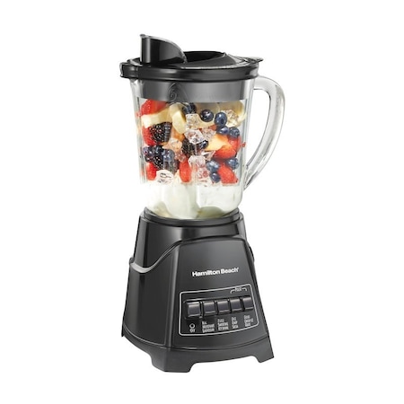 Hamilton Beach Power Elite Blender, 40 oz Bowl, 700 W, 4-Speed, Black, Glass Bowl 58146J