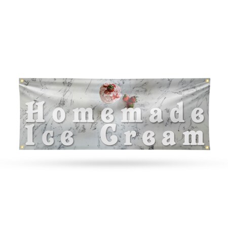 Signmission Homemade Ice Cream, 18 Inch x 48 Inch, Vinyl Banner B-30696