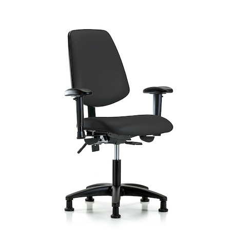 Blue Ridge Ergonomics Desk Chair Adjustable Arms, 18" to 23" Height, Vinyl, Black BR-VDHCH-MB-RG-T1-A1-RG-8540