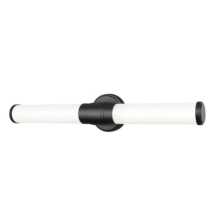 Z-Lite Warwick 1 Light Vanity, Matte Black/Opal White, 25.25 In W x 4.75 In H 1020-25W-MB-LED