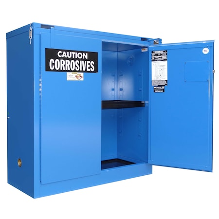 Securall Acid/Corrosive Storage Cabinet, 30 Gallon, 1 Shelves, 43 in W x 46 in H x 18 in D, Blue C330