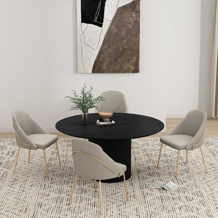 Manhattan Comfort Gracie Dining Chair in Stone and Gold - Set of 4 4-DC100-GST