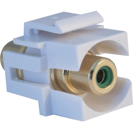 Cable Wholesale Keystone Insert, White, Recessed RCA Female Coupler (Green RCA) 324-220WG