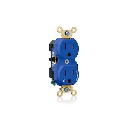 Leviton Dup Rec 15A 125V TR 1MCtrl Self-Gr Blue 5262-1PB