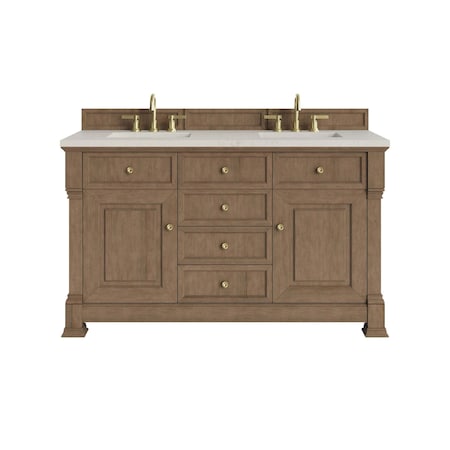 James Martin Vanities Brookfield 60" Double Vanity, Pecan, w/ 3 CM Siberian Silestone Top 547-V60D-PCN-3SFR