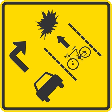 Lyle Symbol (Warning Cyclists Of "Prohibited Right Turns", Where, 24x24, High Intensity Prismatic, Yellow G-13061-HI_24x24