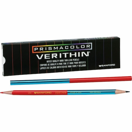 Sanford Prismacolor Verithin Colored Pencil, Red, Blue Lead, Red, Blue Barrel, Dozen 2456